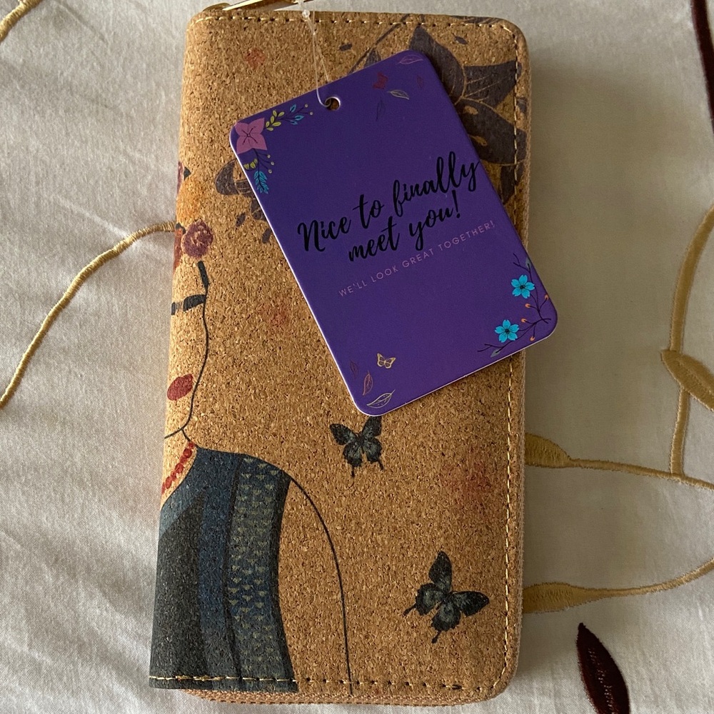 Frida Kahlo Cork Wristlet Wallet NWT
